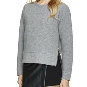 Aritzia Grey Ribbed Boxy Sweater Pullover Side Zip